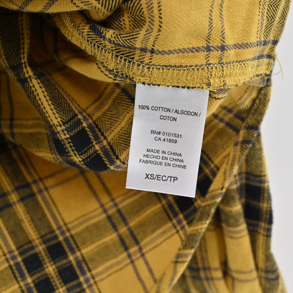 DISNEY Top‎ Womens Size XS Yellow Plaid Mickey Mouse Graphic 100% Cotton Flannel - Picture 9 of 13